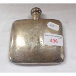 A BIRMINGHAM SILVER HIP FLASK, approximately 109gms