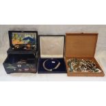 A COLLLECTION OF COSTUME JEWELLERY, including a Japanese Lacquered Jewellery Box