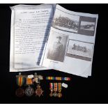 A GROUP OF WWI MEDALS awarded to W.0.2E.F. Thorpe.R.N.A.S. with miniatures, and copies of photograph