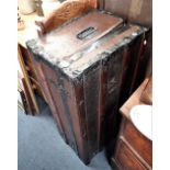 A PAINTED CANVAS COVERED TRAVELLING TRUNK