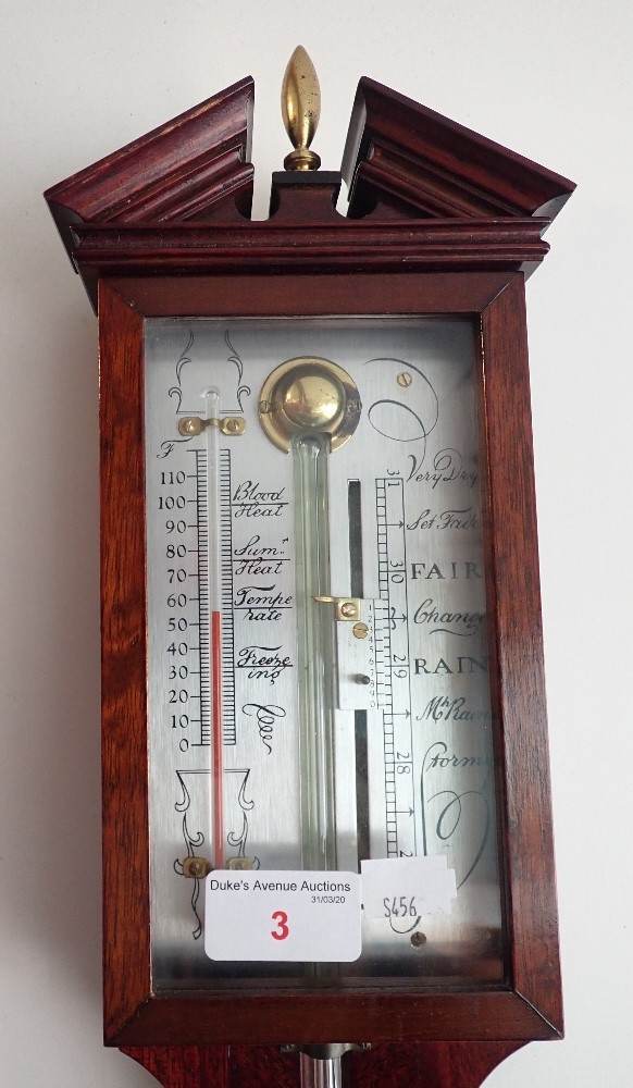 A REPRODUCTION MAHOGANY CASED STICK BAROMETER, 97cm long - Image 2 of 2