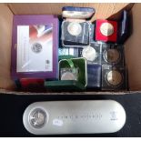 A ROYAL MINT 2000 TIME CAPSULE SET, a silver proof £20 coin and other coins