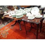 A REGENCY MAHOGANY BREAKFAST TABLE ON DOWN SWEPT LEGS, 135cms long and an Edwardian Mahogany occasio