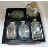 A COLLECTION OF FIVE INTERIOR PAINTED CHINESE SNUFF BOTTLES