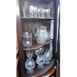 A COLLECTION OF GLASSWARE, including cut brandy glasses, six trumpet shaped wine glasses and other i