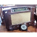 A VINTAGE BAKELITE PHILIP'S RADIO and a Smith's alarm clock (2)