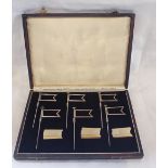 A CASED SET OF SIX HALLMARKED SILVER SANDWICH FLAGS with ivoreen inserts
