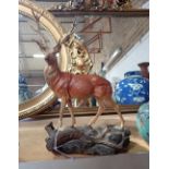 BESWICK ENGLAND, A POTTERY MODEL OF A THIRTEEN POINT STAG, 36CM HIGH