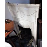 AN EARLY 20TH CENTURY ADAM STYLE CAST IRON BEDROOM FIREPLACE (incomplete) and another fireplace part