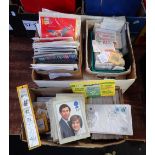 A COLLECTION OF UN-USED BRITISH STAMPS, used stamps, postcards and philatic items