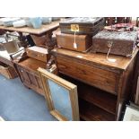 A SMALL OAK COFFER and other items of small furniture as lotted