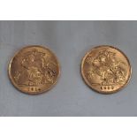 TWO GOLD HALF SOVEREIGNS DATED 1910 & 1914