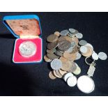 A COLLECTION OF COINS AND TOKENS including Birminghan and Sheffield Copper Co. penny token 1812