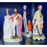 THREE STAFFORDSHIRE FIGURES, 19TH CENTURY, comprising 'Queen and Emperor', 'Wellington', and a theat
