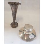 A SILVER CAPSTAN INKWELL and a silver Posy Vase (loaded)