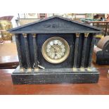 AN EDWARDIAN SLATE CASED MANTEL CLOCK