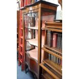 AN EDWARDIAN MAHOGANY SERPENTINE FRONT CHINA CABINET, 71cms wide