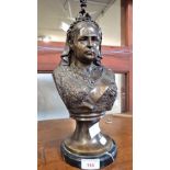 A REPRODUCTION BRONZE BUST OF QUEEN VICTORIA, 40ms high