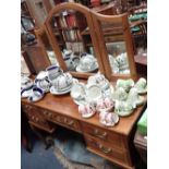 A PINE DRESSING TABLE, and two Chinese rugs