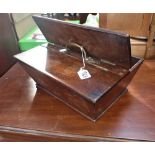 A 19TH CENTURY MAHOGANY CUTLERY BOX with brass handle