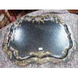 A VICTORIAN PAPIER MACHE TRAY with gilt decoration