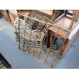 FIVE PAIRS OF VICTORIAN STYLE CAST IRON BENCH ENDS and a wrought iron gate