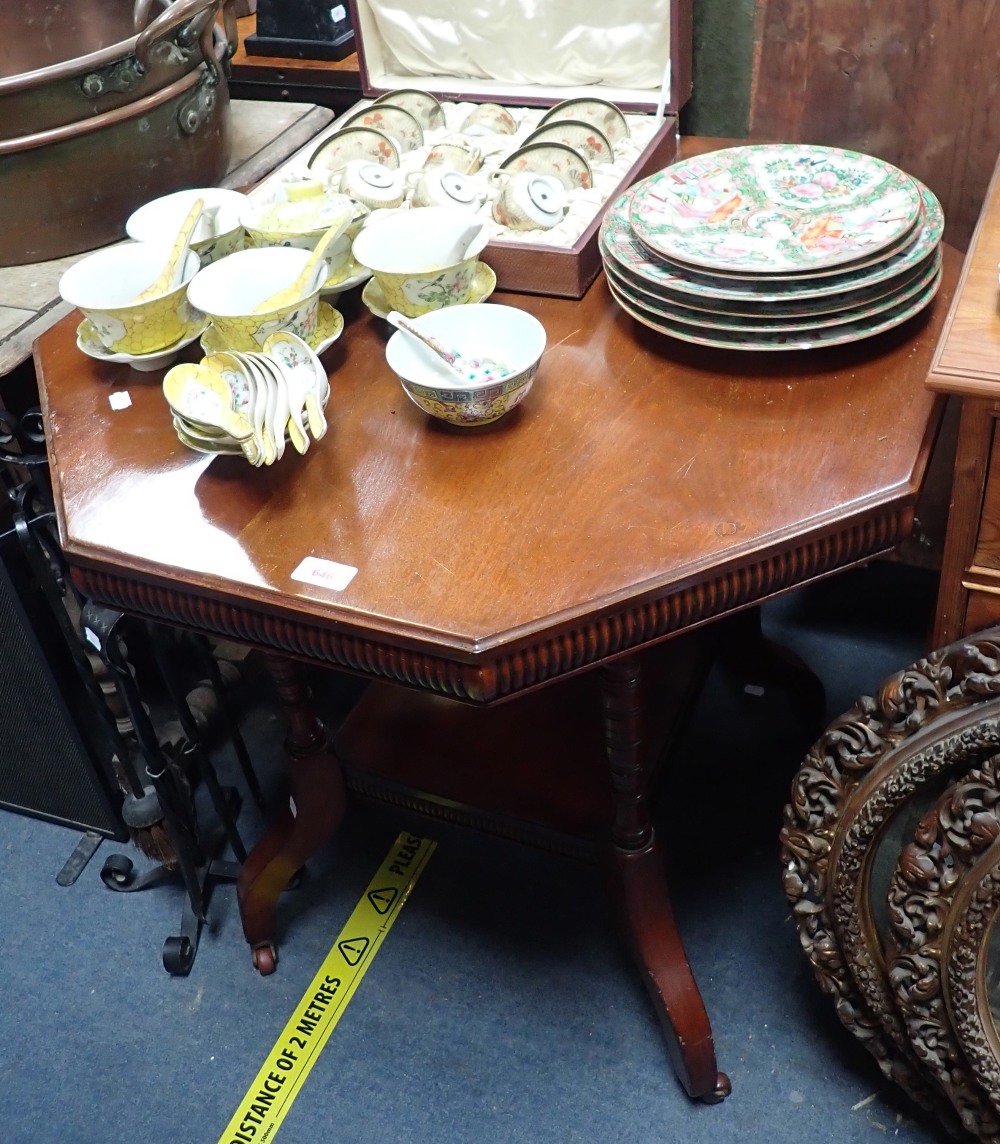 A VICTORIAN MAHOGANY OCTAGONAL WINDOW TABLE