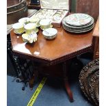 A VICTORIAN MAHOGANY OCTAGONAL WINDOW TABLE