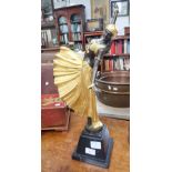 AFTER D.H. CHIPARUS, a reproduction Art Deco Bronze figure of a dancing girl, in flaring skirt, 55cm