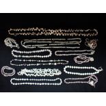 A COLLECTION OF CULTURED AND SIMULATED PEARL NECKLACES AND BRACELETS