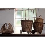 A VINTAGE BASKET ON WHEELS