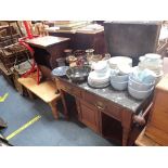 A VICTORIAN WASHSTAND WITH MARBLE TOP