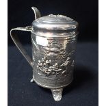 A DUTCH SILVER PLATED TANKARD