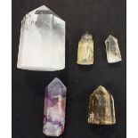 FIVE ROCK CRYSTAL PRISMS