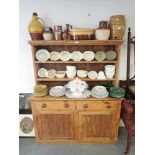 A VICTORIAN PINE AND BEECH KITCHEN DRESSER