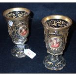 A PAIR OF BOHEMIAN CUT GLASS GOBLETS