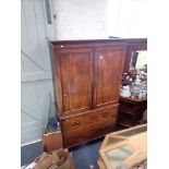 A 19TH CENTURY MAHOGANY LINEN PRESS