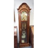 A MODERN WALNUT AND GLAZED LONGCASE CLOCK BY PEARL