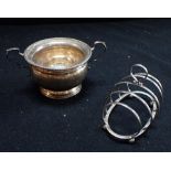 A SILVER SUGAR BOWL AND TOAST RACK