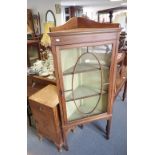 A STAINED HARDWOOD AND LINE INLAID THREE DRAWER COMMODE