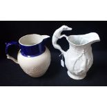 A LARGE 'VISTA ALEGRE' PORTUGESE JUG WITH WHIPPET OR GREYHOUND HANDLE