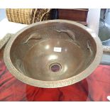 AN ARTS AND CRAFTS STYLE COPPER BASIN