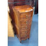 A REPRODUCTION FRENCH FRUITWOOD CHEST OF SIX DRAWERS