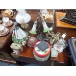 A COLLECTION OF LAMPS, TINS AND SUNDRIES