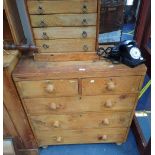 A 19TH CENTURY STRIPPED PINE CHEST OF DRAWERS