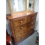 A VICTORIAN WALNUT AND BURR WALNUT CHEST OF DRAWERS