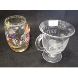 A PAINTED GLASS TANKARD