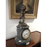 A 19TH CENTURY SLATE MANTEL CLOCK