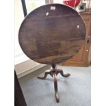 A GEORGE II OAK FLIPTOP TRIPOD TABLE