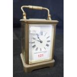 A FRENCH BRASS CARRIAGE CLOCK